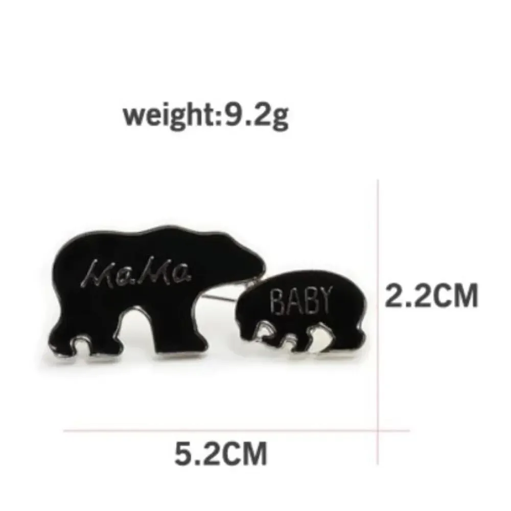 Black Mama and Baby Bear Stick Pin Brooch